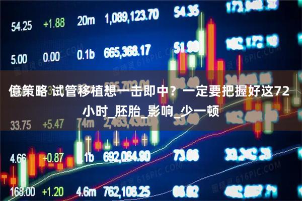 億策略 试管移植想一击即中？一定要把握好这72 小时_胚胎_影响_少一顿